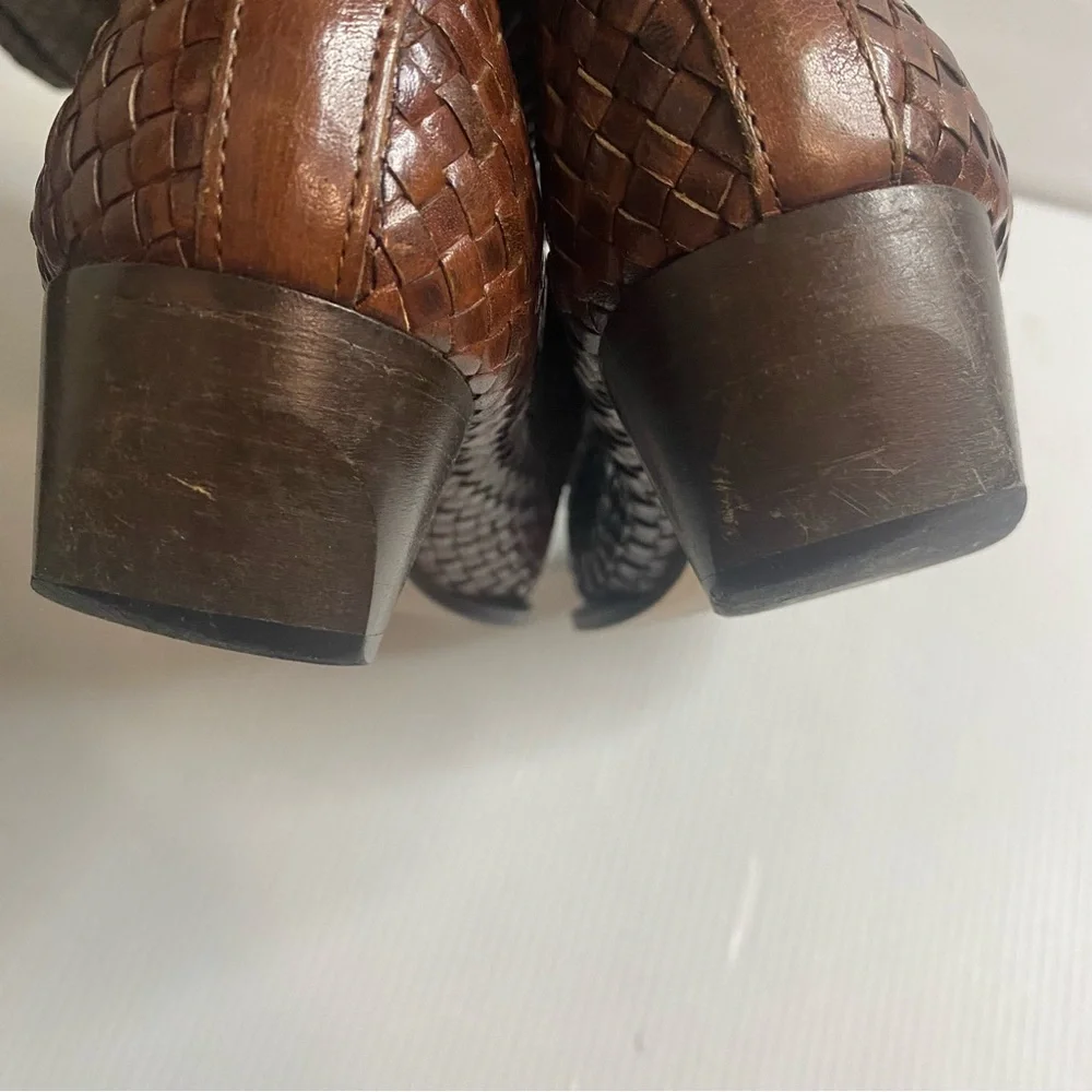 Sesto Meucci Woven Brown Leather Mid-Calf Women’s Boots Size 7M - Picture 7 of 13